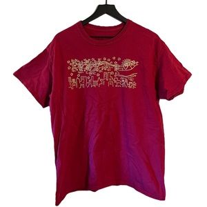 Keith Haring Dark Red Christmas Graphic Tee